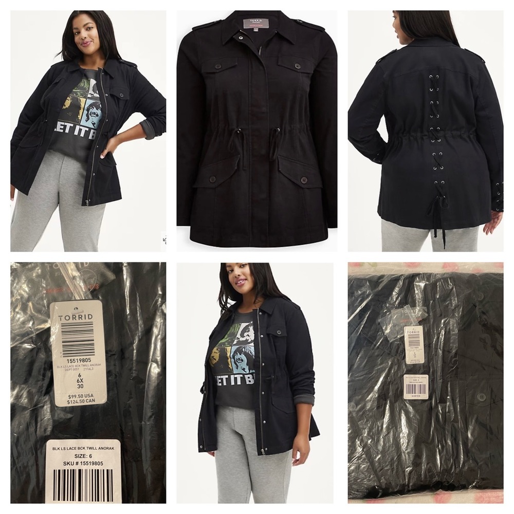 NWT Torrid Twill Lace Up Jacket size 6